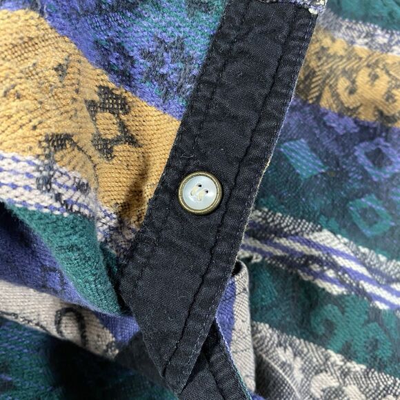 Vtg Lemon & Soda Boho Western Shacket Heavy Cotton Stripes Multicolor Textured M - Picture 7 of 12
